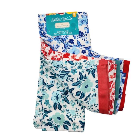 The Pioneer Women Floral Multicolor Cotton Kitchen Towel‎ Set 3pc  20x30in - Picture 2 of 16